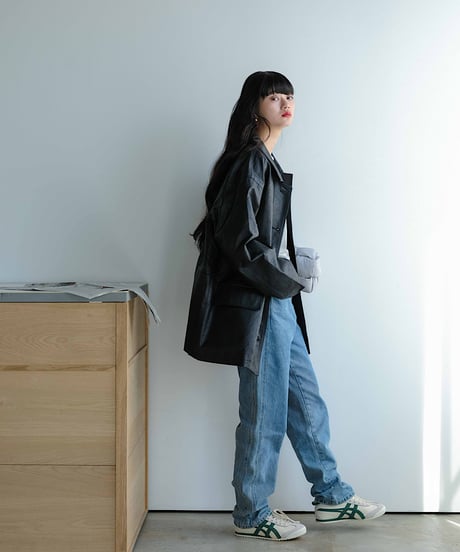 leather like shirt jacket/3color