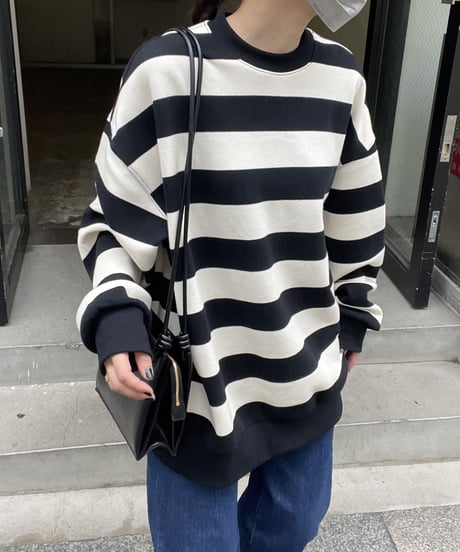wide border pullover/2color