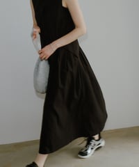back pleats flare long OP/2color