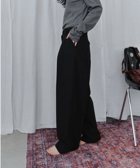 slim curve double pleat slacks / 3color / 2size