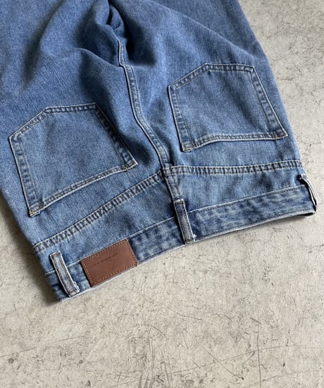 cut off wide denim pants/2size