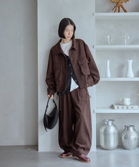 wool blend setup pants/2color