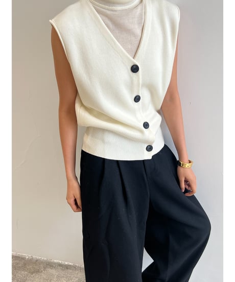 【FINE】v neck knit vest / 2color