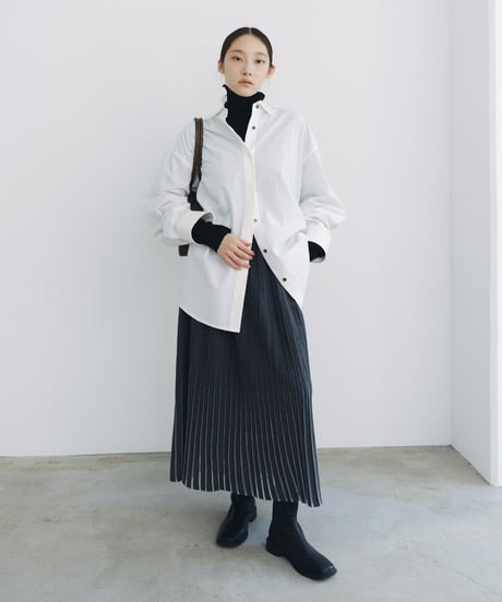 【FINE】metallic hem pleats knit SK/2color