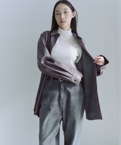 【FINE】fake leather shirts/3color