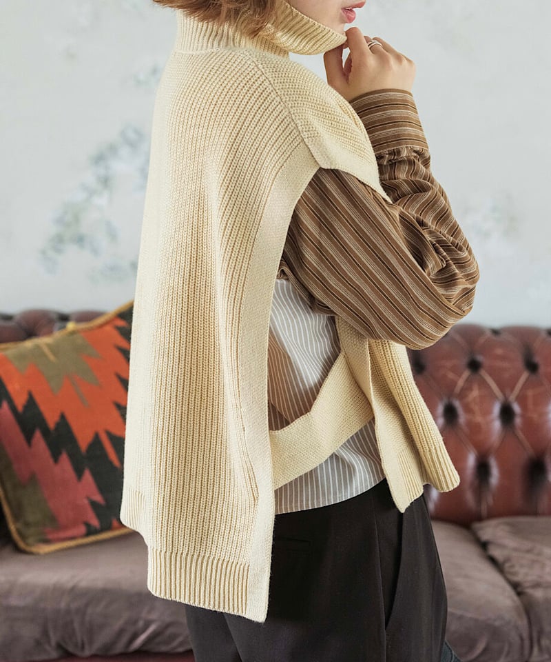 half zip knit vest/3colors | F A S H I R U