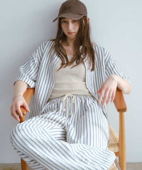 【setup対応】soft stripe short sleeve shirt / soft stripe easy pants /2color