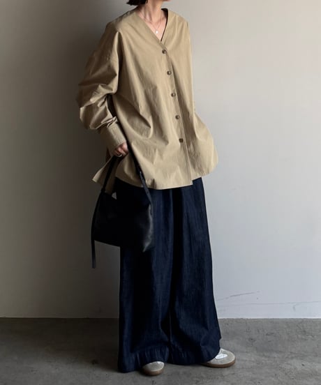 cotton v neck blouse/3color