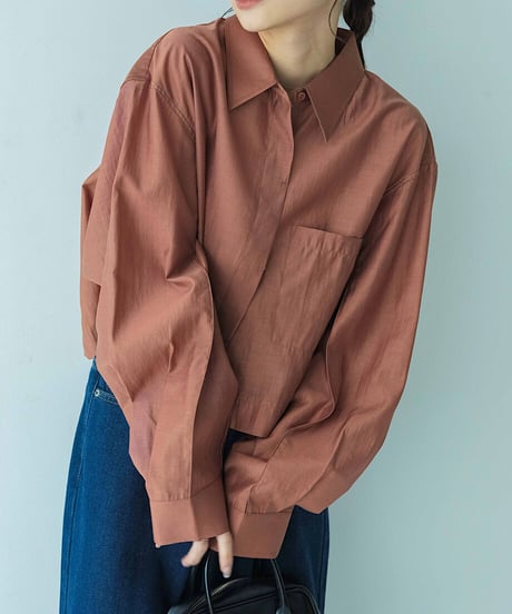*【一部予約】cropped over shirt　brown:即納　navy:10月中旬入荷分
