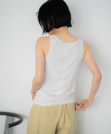 layered henley neck tank top