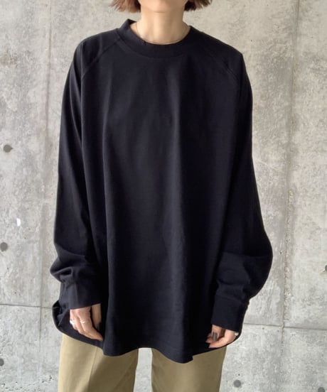 raglan sleeve cotton long cut sew/3color