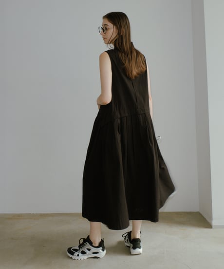 back pleats flare long OP/2color