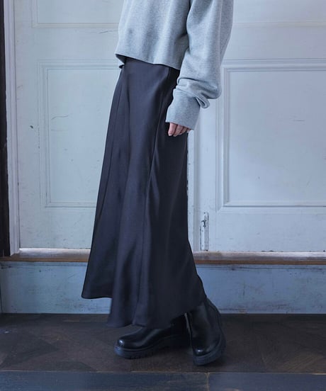 satin flared skirt/2colors/2size