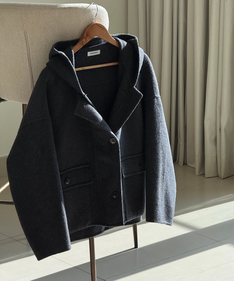 hoodie wool short coat | F A S H I R U