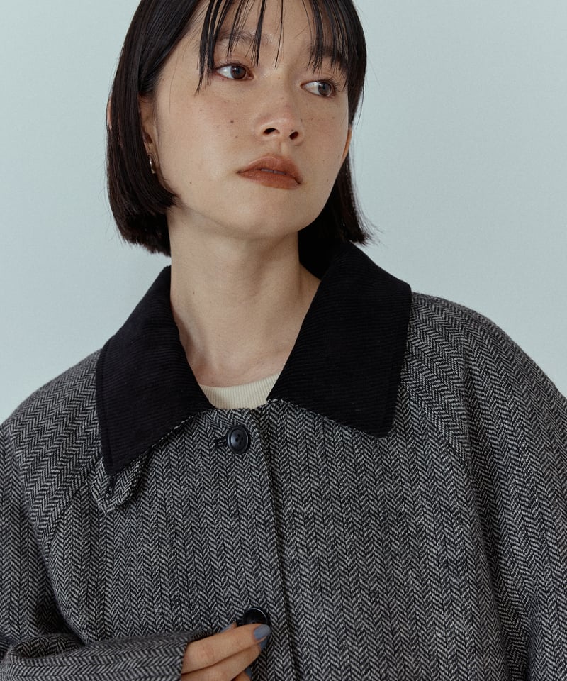 corduroy collar wool middle coat/2color | F A S