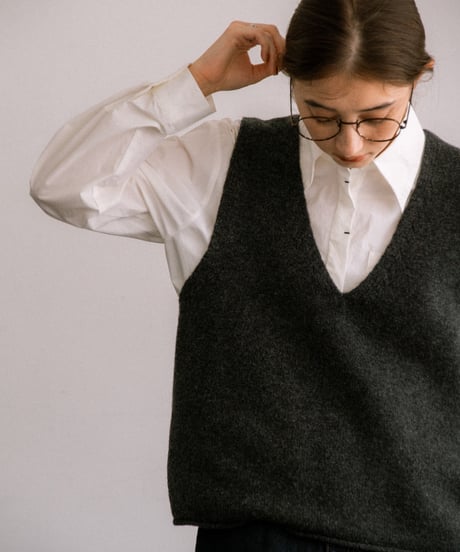 relaxed wool knit vest/3color