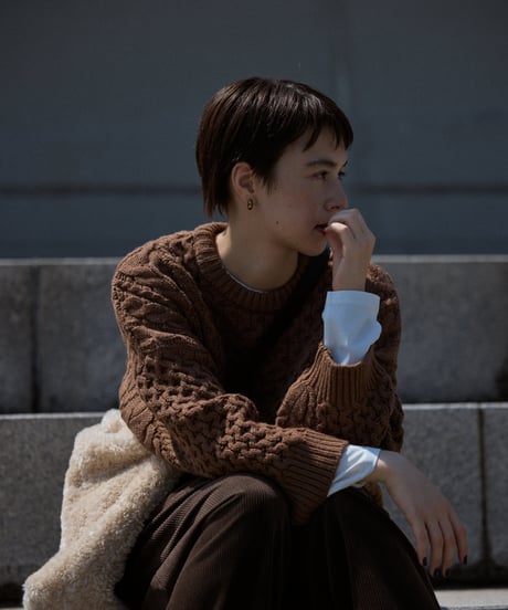 wool blend aran knit/5color