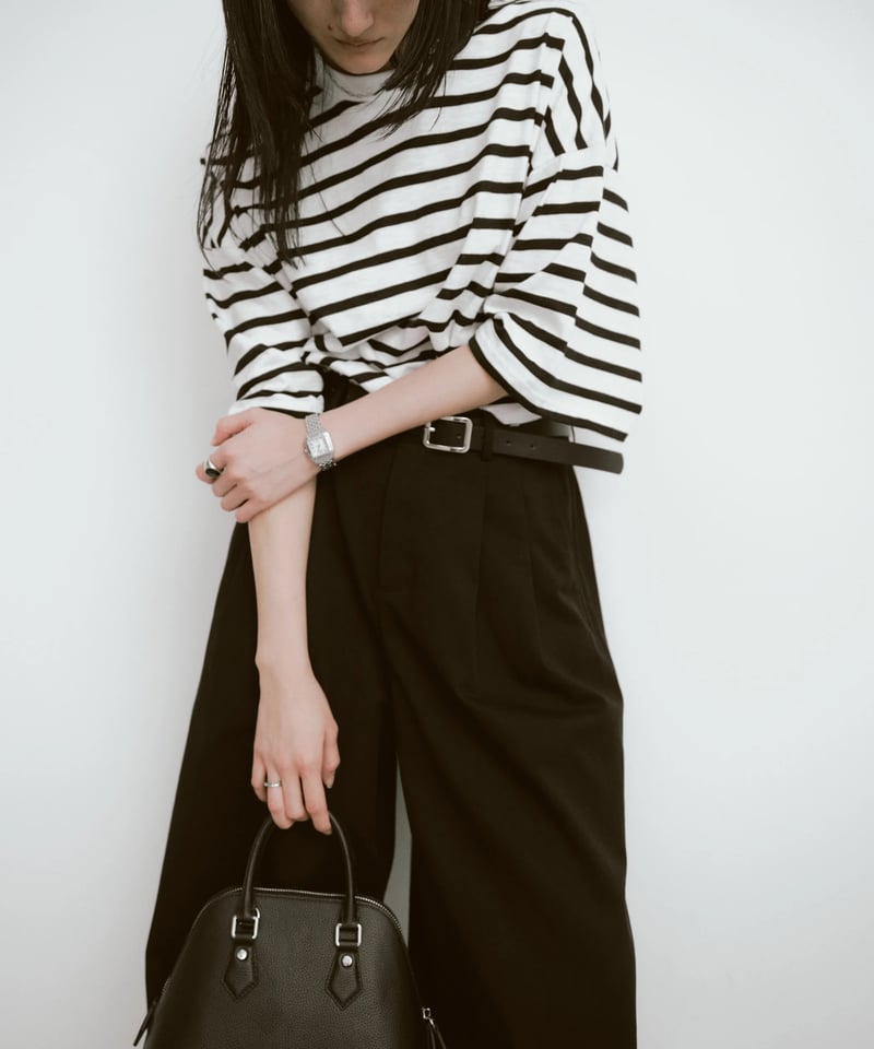 BORDER PACK T-SHIRT （阪急うめだ本店限定アイテム） OPTSTUFF] DRAWSTRING BORDER T-SHIRT (BLACK) | OPTSTUFF