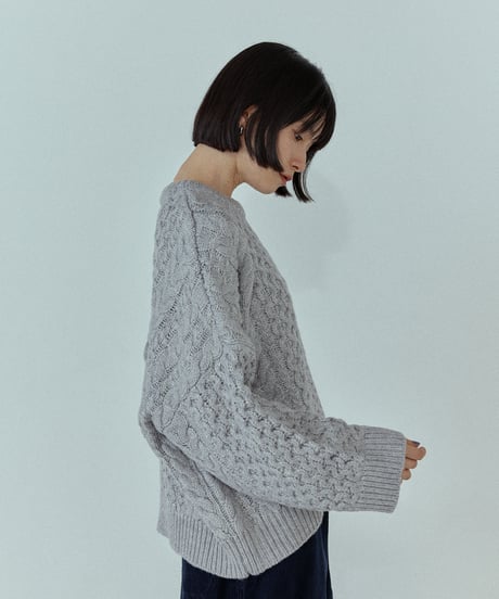 wool blend aran knit/5color