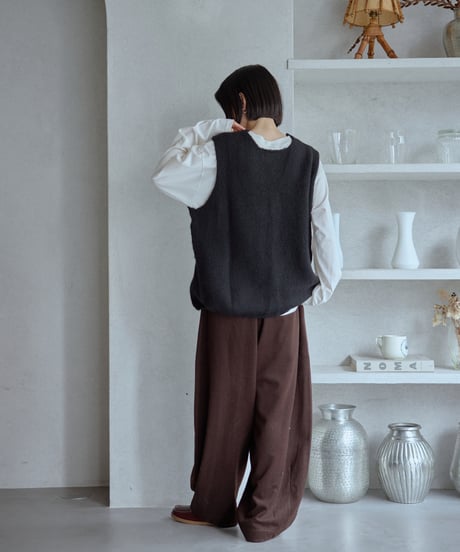 wool blend setup pants/2color