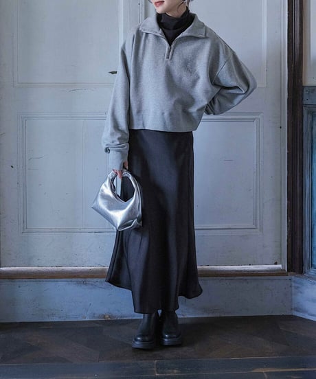 satin flared skirt/2colors/2size