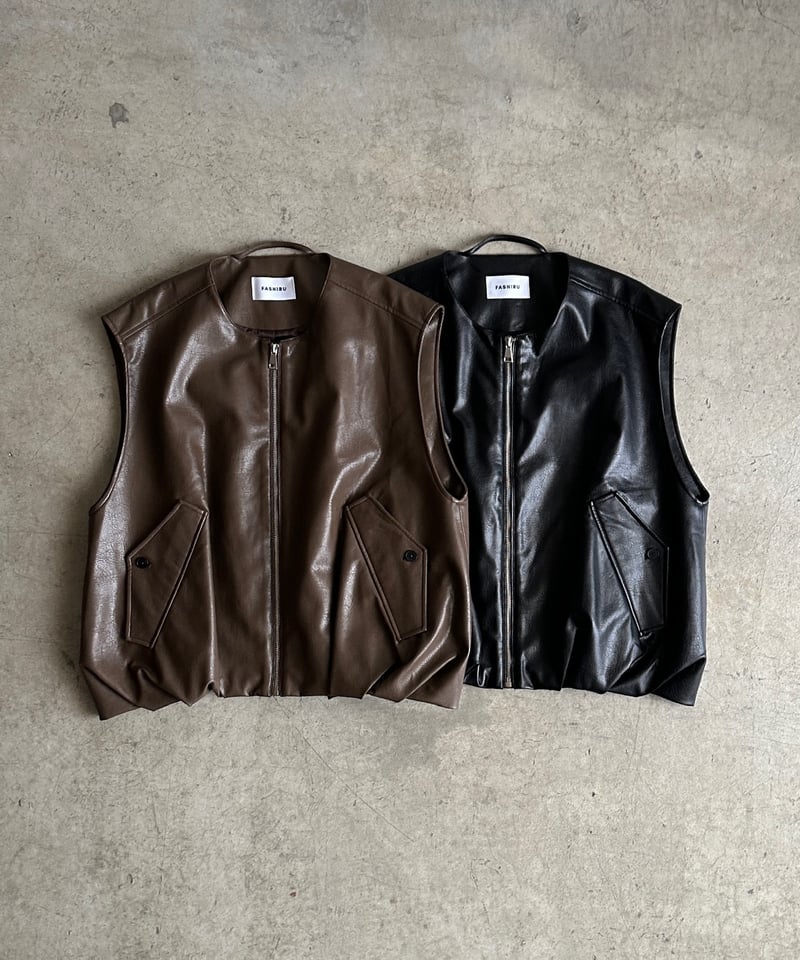 synthetic leather vest/2colors | F A S H I R U synthetic leather vest/2colors | F A S H I R U