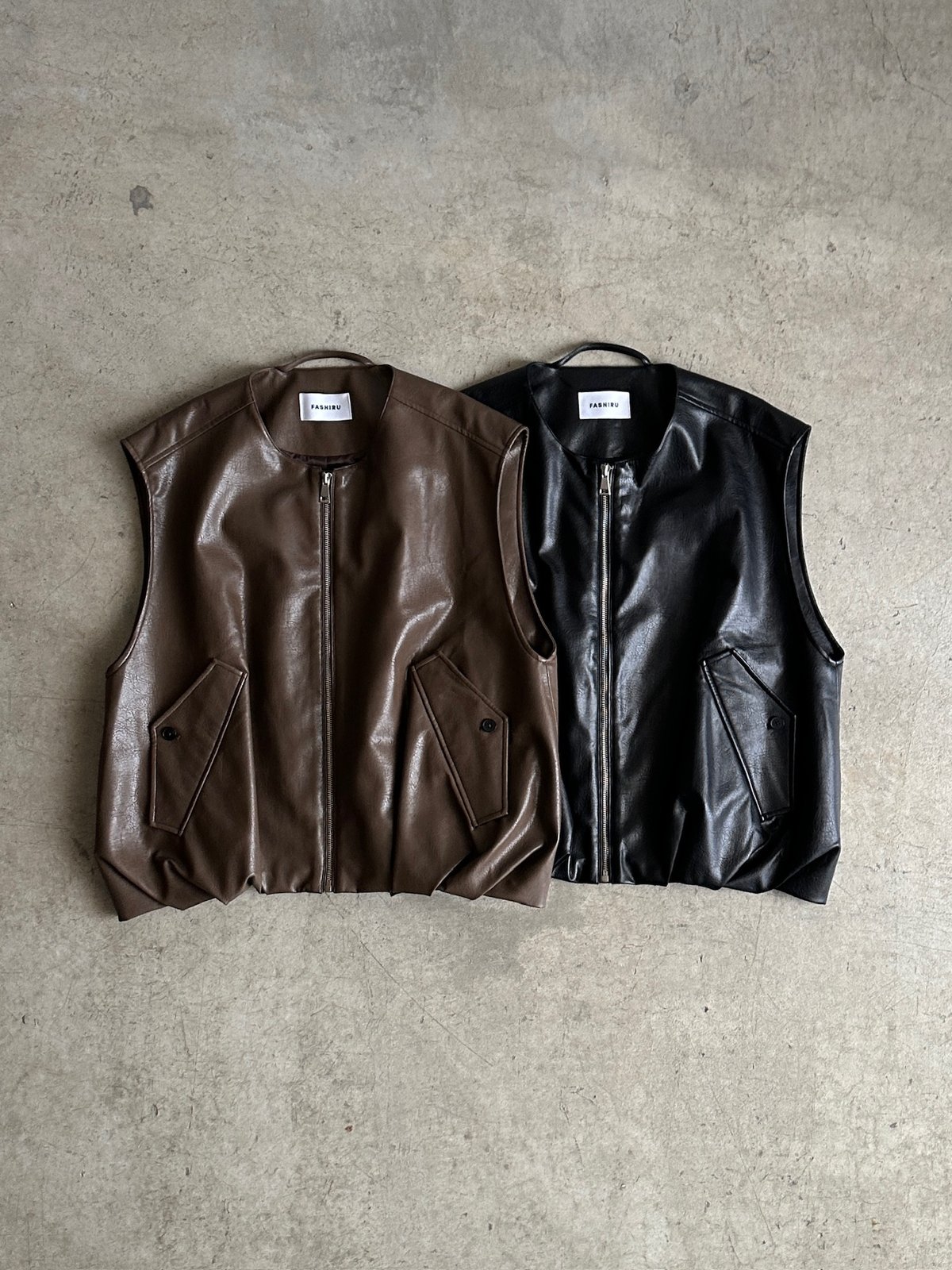 synthetic leather vest/2colors | F A S H I R U synthetic leather vest/2colors | F A S H I R U