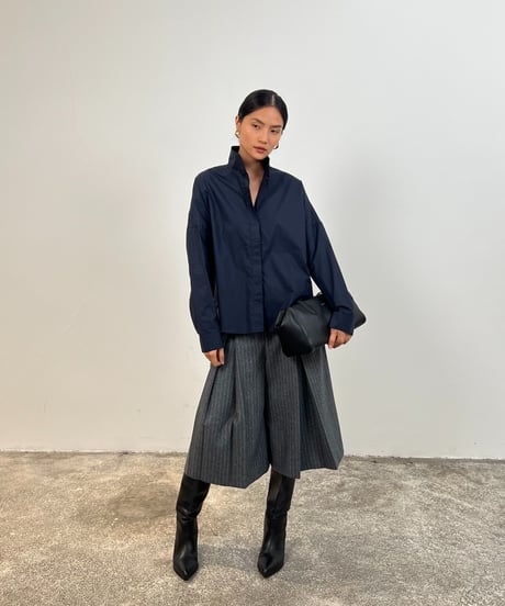 【FINE】pinstripe wide culotte shorts/3size/2color