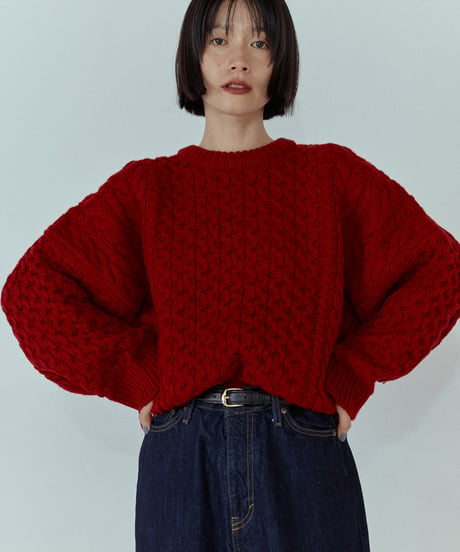 wool blend aran knit/5color