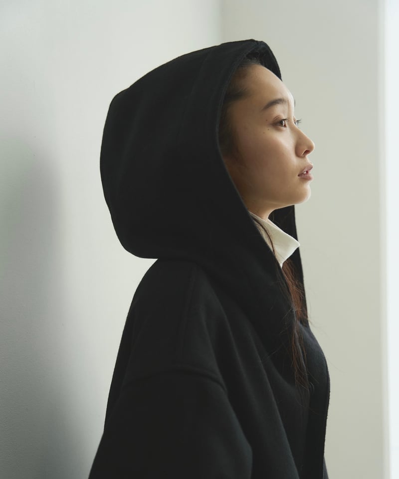 wool melton hoodie long coat/2color | F A S H I