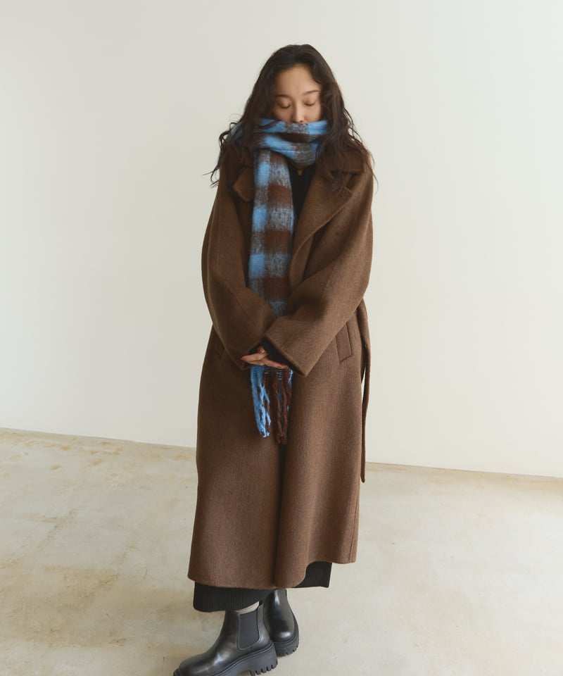FASHIRU ダブルフェイスウールスタンドカラーコート　ブラウン double face wool stand collar coat/2color | F A