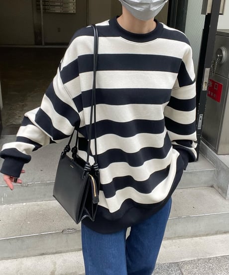 wide border pullover/2color