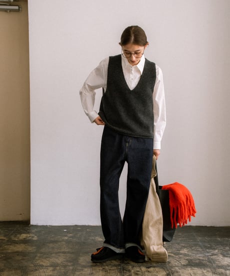 relaxed wool knit vest/3color