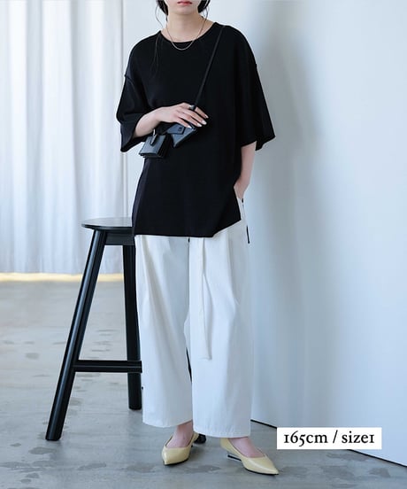 narrow belt tuck pants/3color/2size