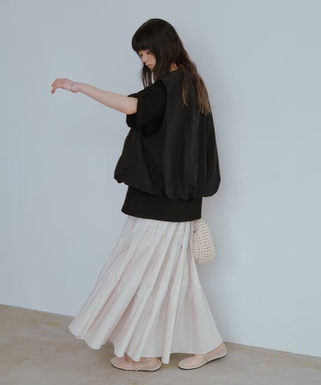 taffeta pleated skirt/2color