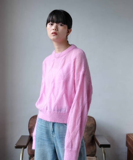 patterned mesh knit/2color