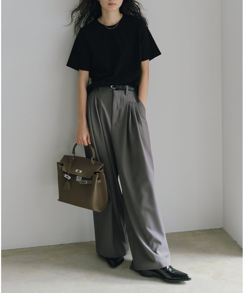 4 tuck drape slack（セットアップ対応)/2size/2color | F A