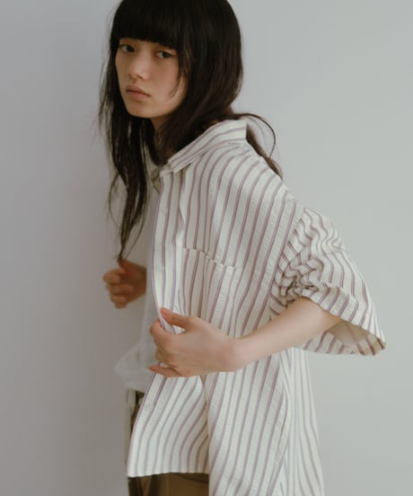 【setup対応】soft stripe short sleeve shirt / soft stripe easy pants /2color