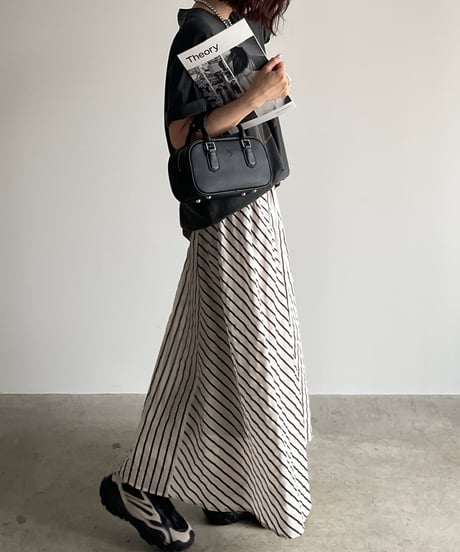 stripe flare skirt