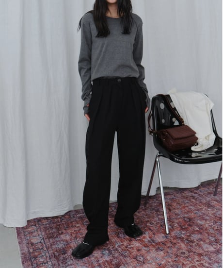 slim curve double pleat slacks / 3color / 2size