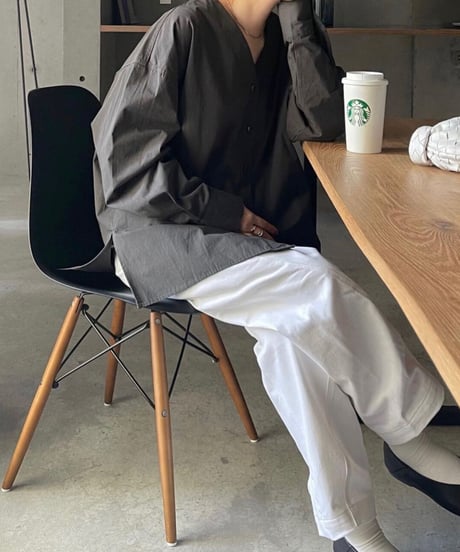 cotton v neck blouse/3color