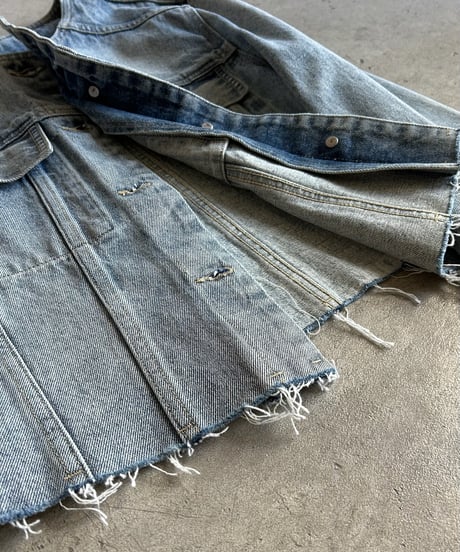 【FINE】frayed edge denim jaket/2color