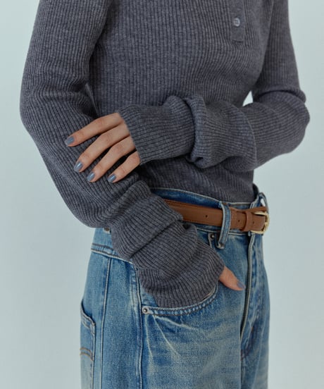 wool blend polo knit sweater/3color