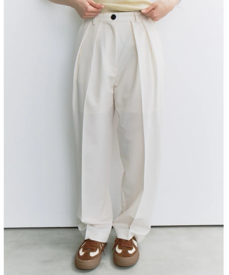 slim curve double pleat slacks / 3color / 2size
