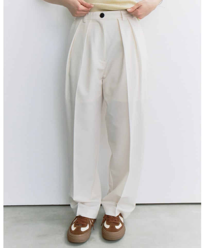 slim curve double pleat slacks / 3color / 2size