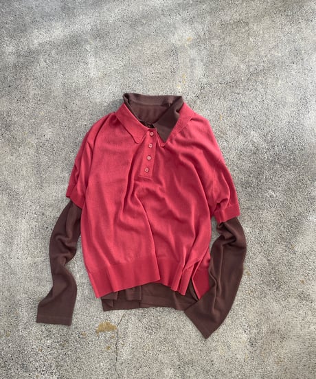 sheer polo knit shirt (long sleeve)