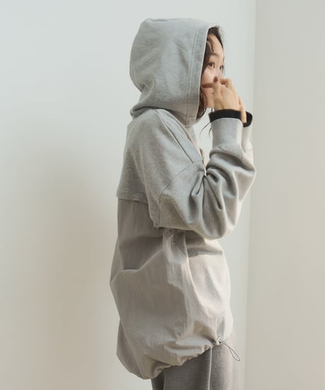 back switching sweat hoodie/2color