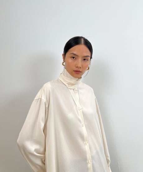 【FINE】wrap stand collar shirt / 2color