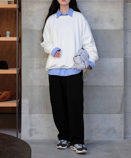 design sweat drawstring pullover/2color