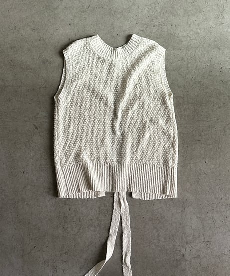 back open knit vest/2color